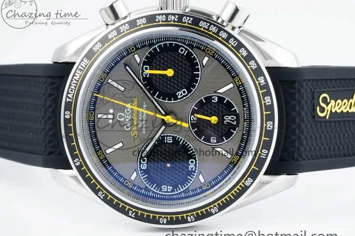 0314 ZipUp Speedmaster Racing Master SS HKF Best Edition Gray Black Dial on Black Rubber Strap A 7811